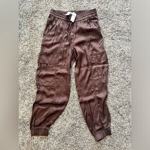American Eagle Outfitters Brown Satin Joggers